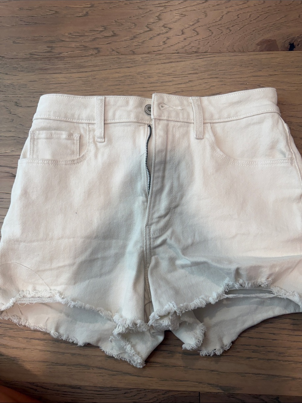 White Frayed Hem Women's Denim Shorts